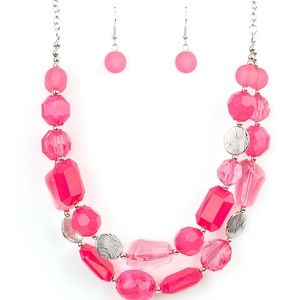 Pink Necklace and Bracelet  Set